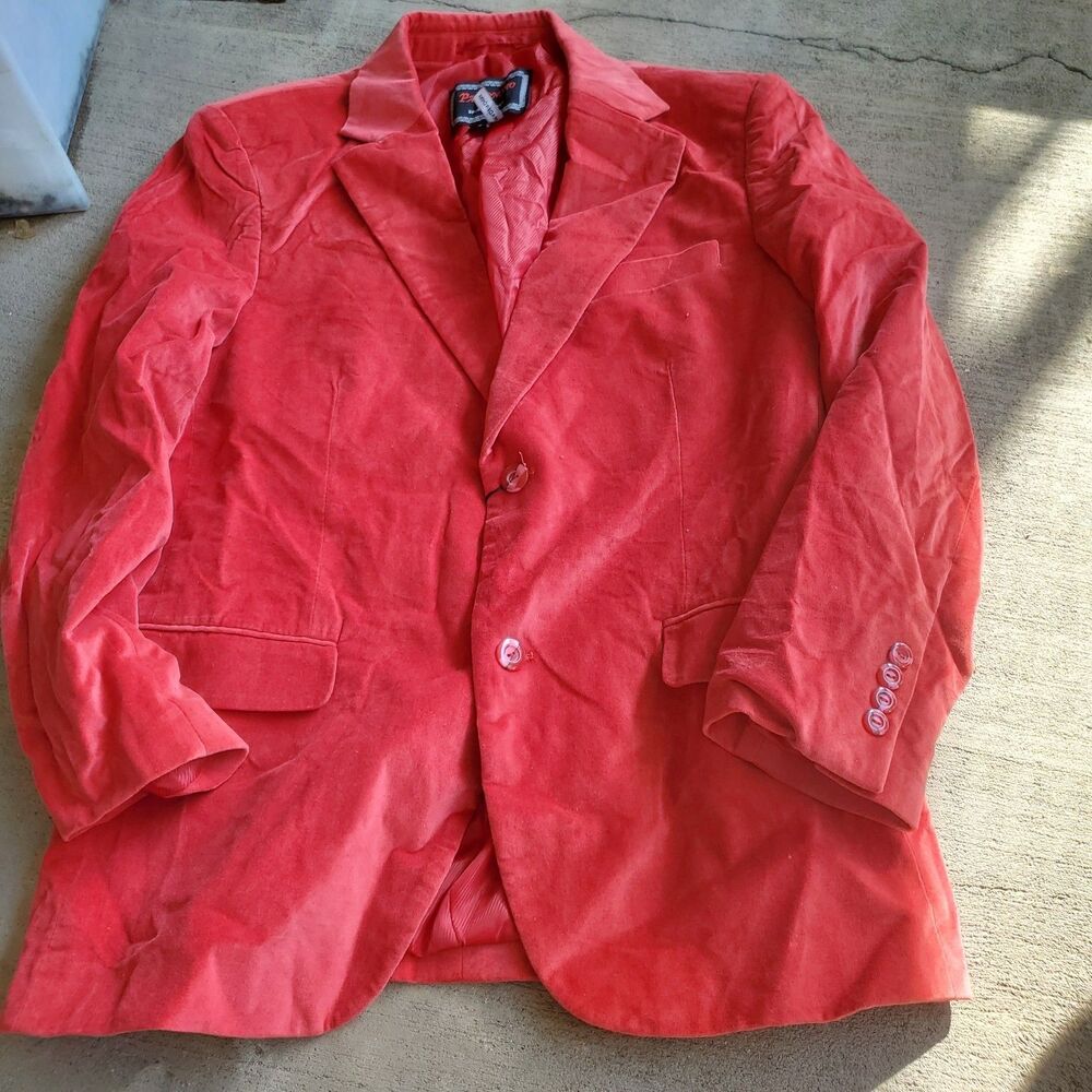 Patroncito U.S.A. SPORT JACKET Red Velvet Blazer Jacket Size Small